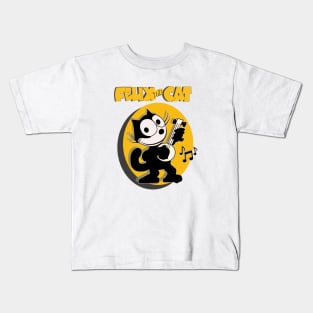 Felix the Cat Plays Banjo Old School Retro Cat Cartoon Art Kids T-Shirt